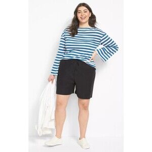 Lane Bryant The Softest Short Cotton Blend Black Pull On Drawstring Sz 18/20